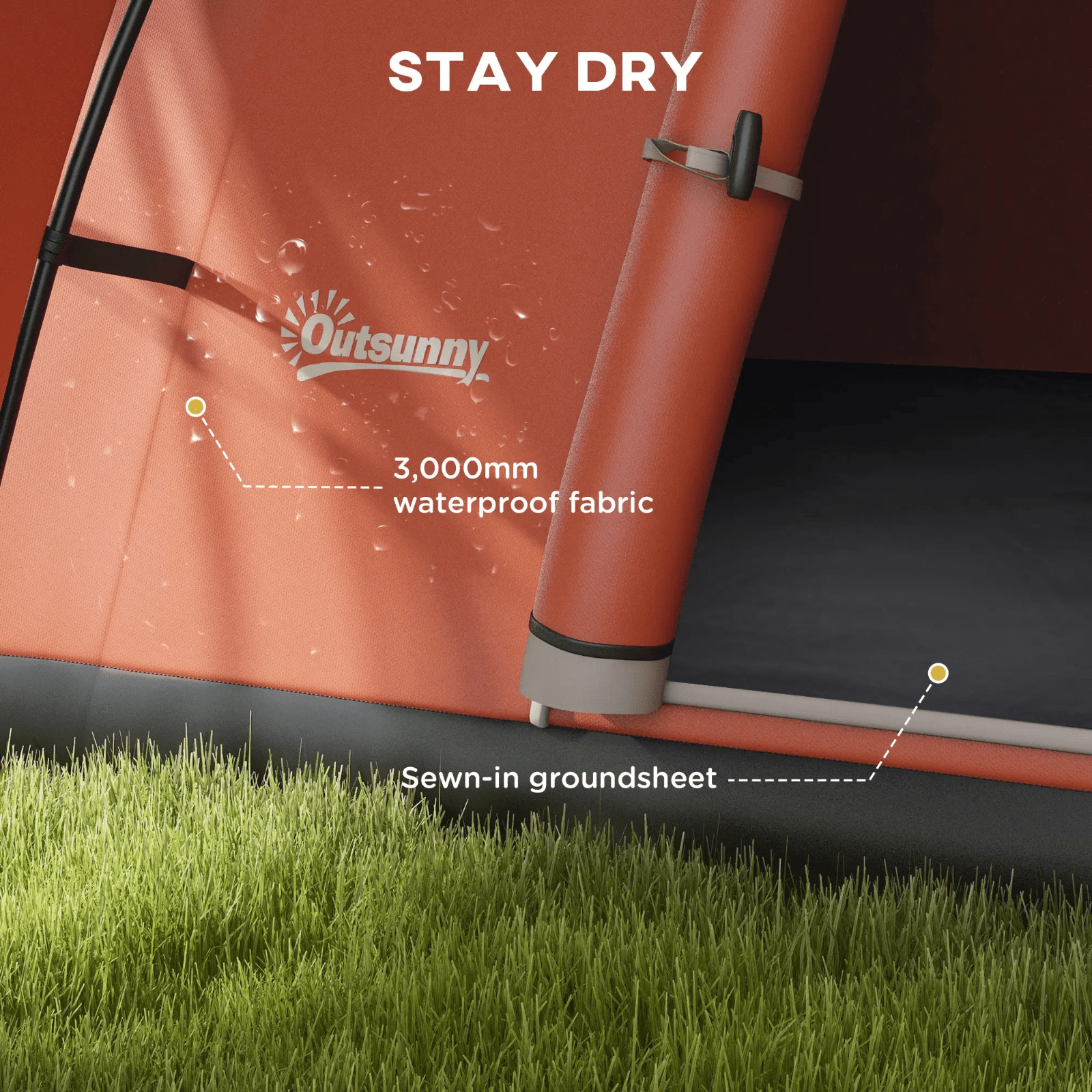 5 6 Man Camping Tent 3000mm Waterproof Mesh Windows Porch Canopy Orange FOXDEN - Home and Garden Furniture Shop - rustic - furniture