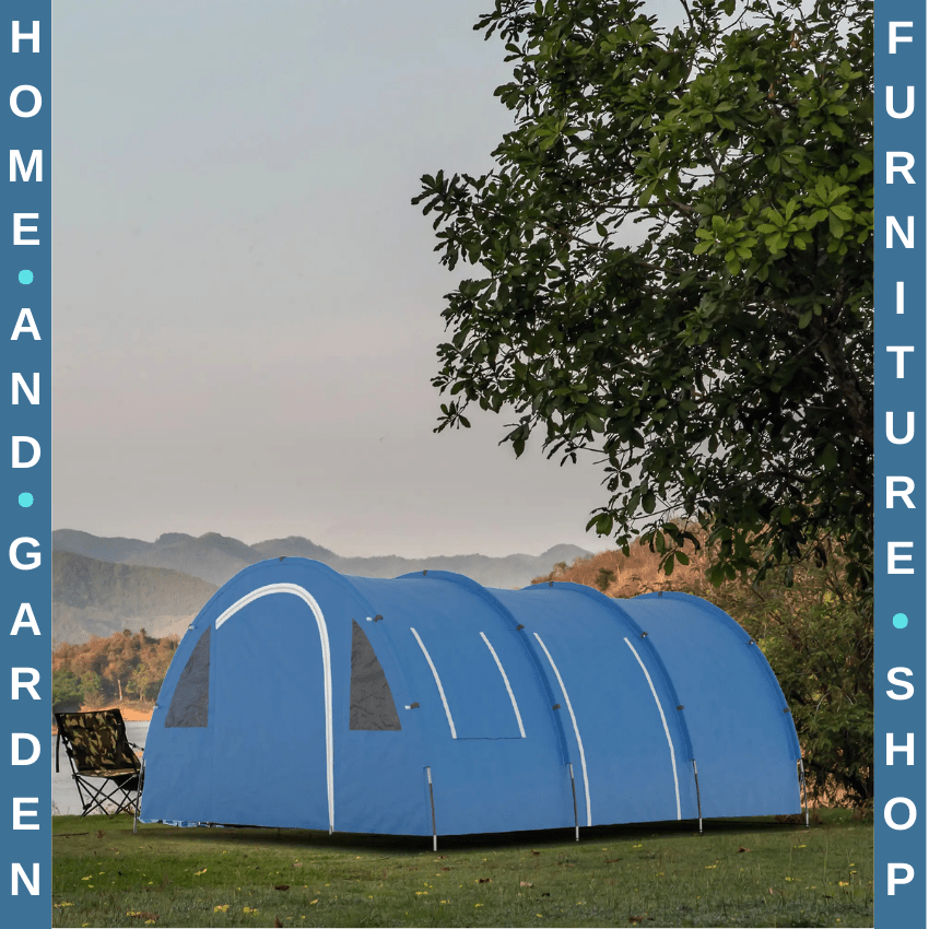 5 - 6 Man Tunnel Camping Tent with 2 Rooms Sewn - In Floor 2 Doors and Carry Bag - Home and Garden Furniture Shop - rustic - furniture