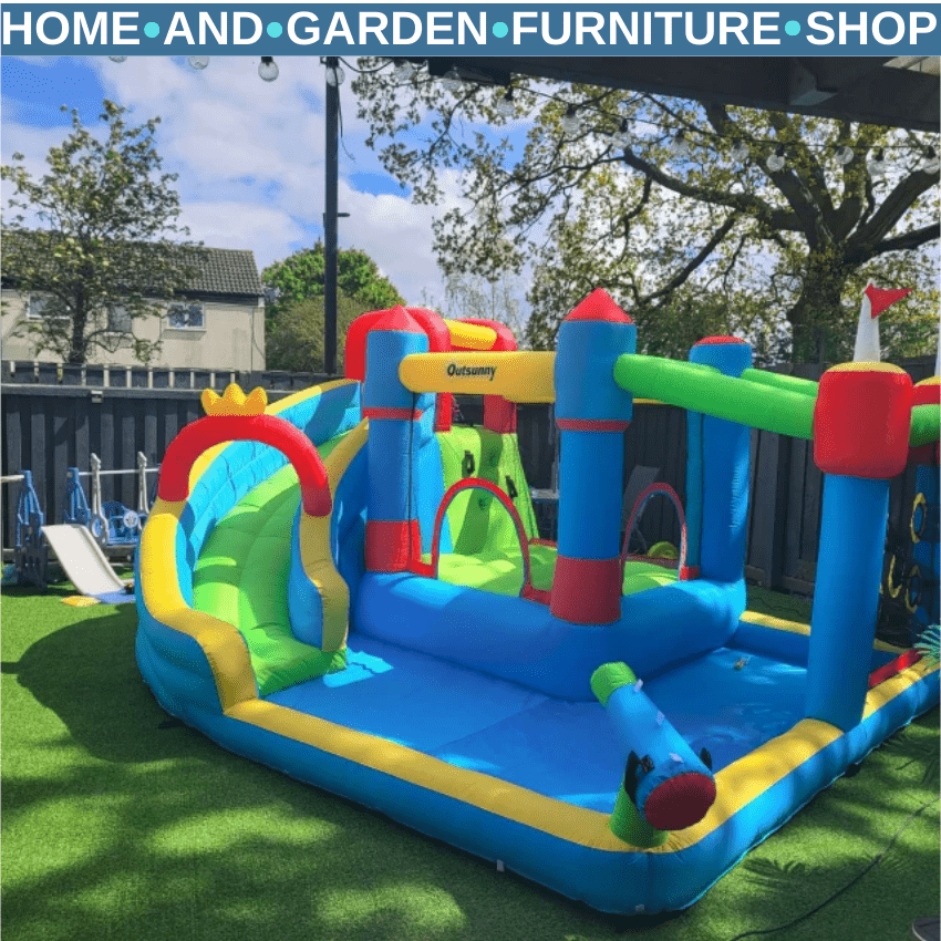 5 - in - 1 Kids Inflatable Bounce Castle with Slide Trampoline Pool & Water Gun - Home and Garden Furniture Shop - rustic - furniture