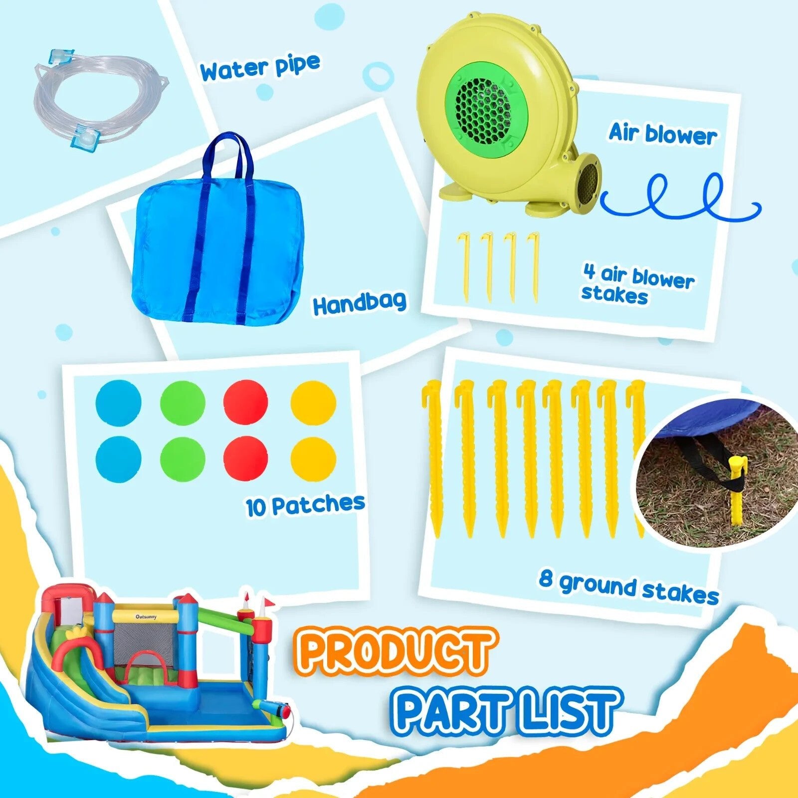 5 - in - 1 Kids Inflatable Bounce Castle with Slide Trampoline Pool & Water Gun - Home and Garden Furniture Shop - rustic - furniture