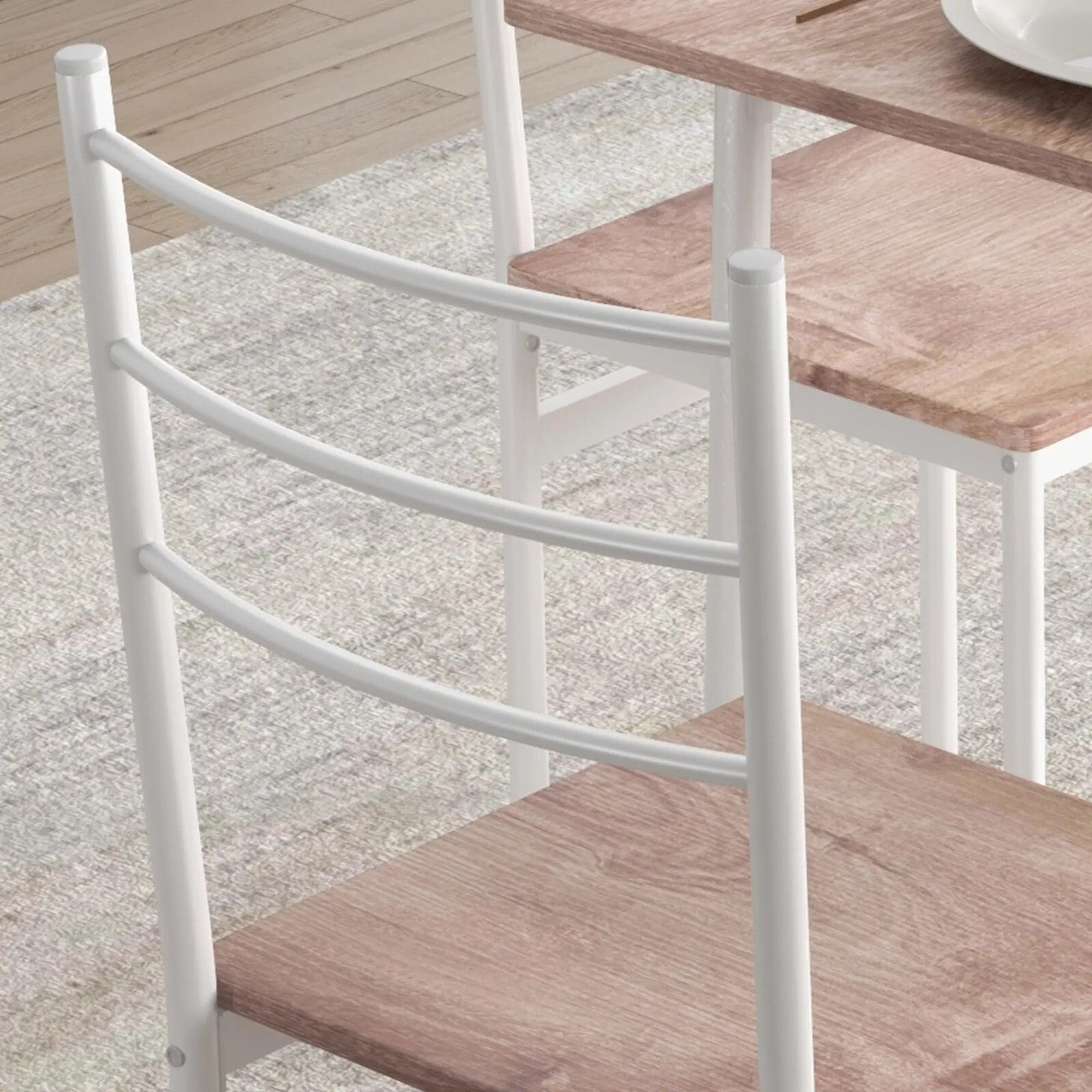 5 Pc Dining Table and Chairs Set Space Saving Kitchen Furniture Metal Oak Finish - Home and Garden Furniture Shop - rustic - furniture