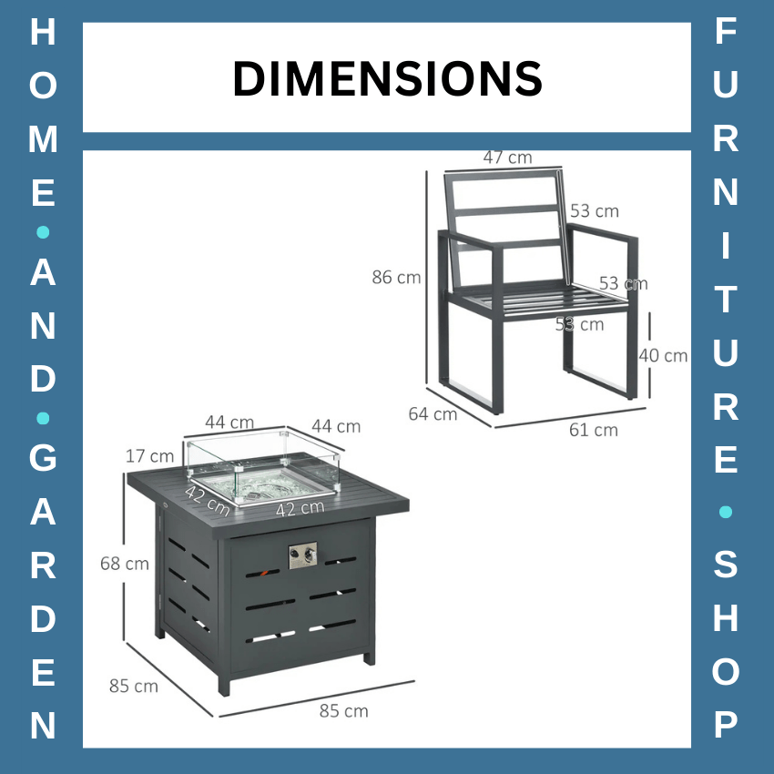 5 Pcs Aluminium Garden Furniture Set with Sofa Sectional and Gas Fire Pit Table - Home and Garden Furniture Shop - rustic - furniture