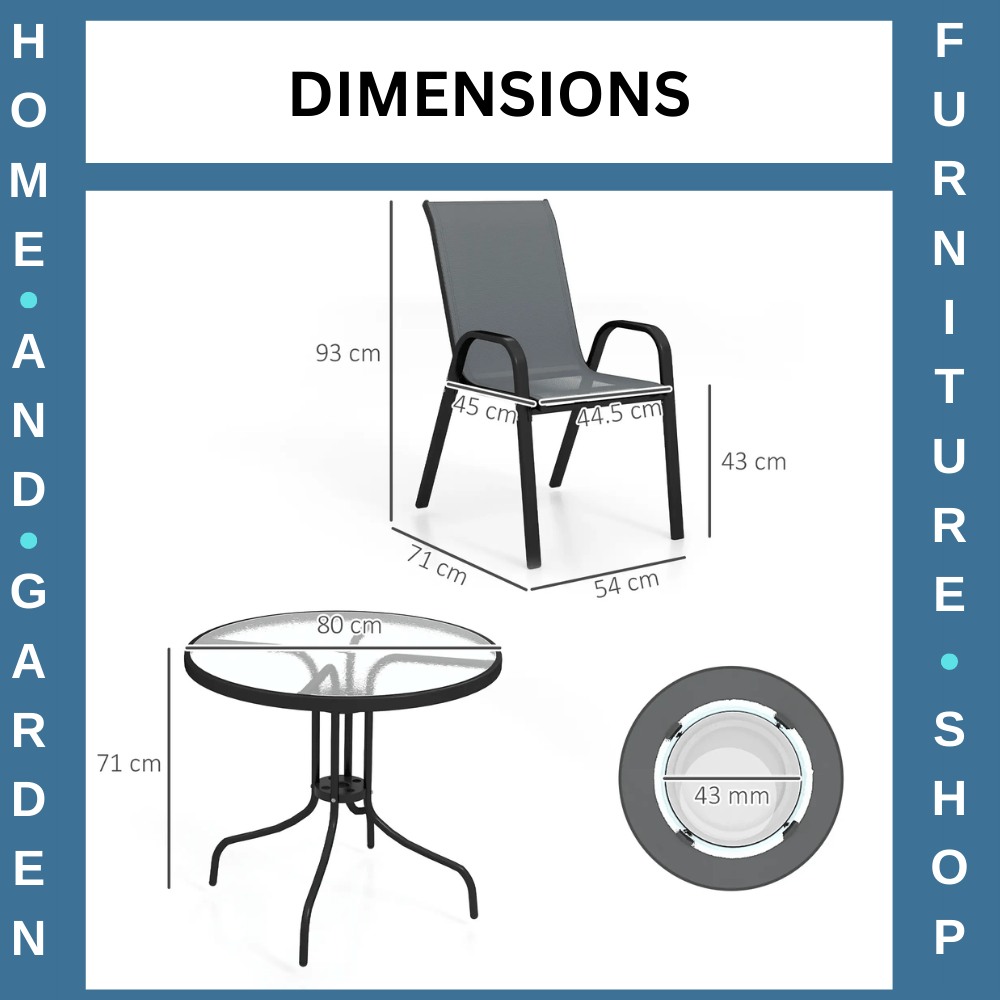 5 Pcs Garden Furniture Set Outdoor Dining Set with Parasol Hole Table Dark Grey - Home and Garden Furniture Shop - #rustic - furniture#