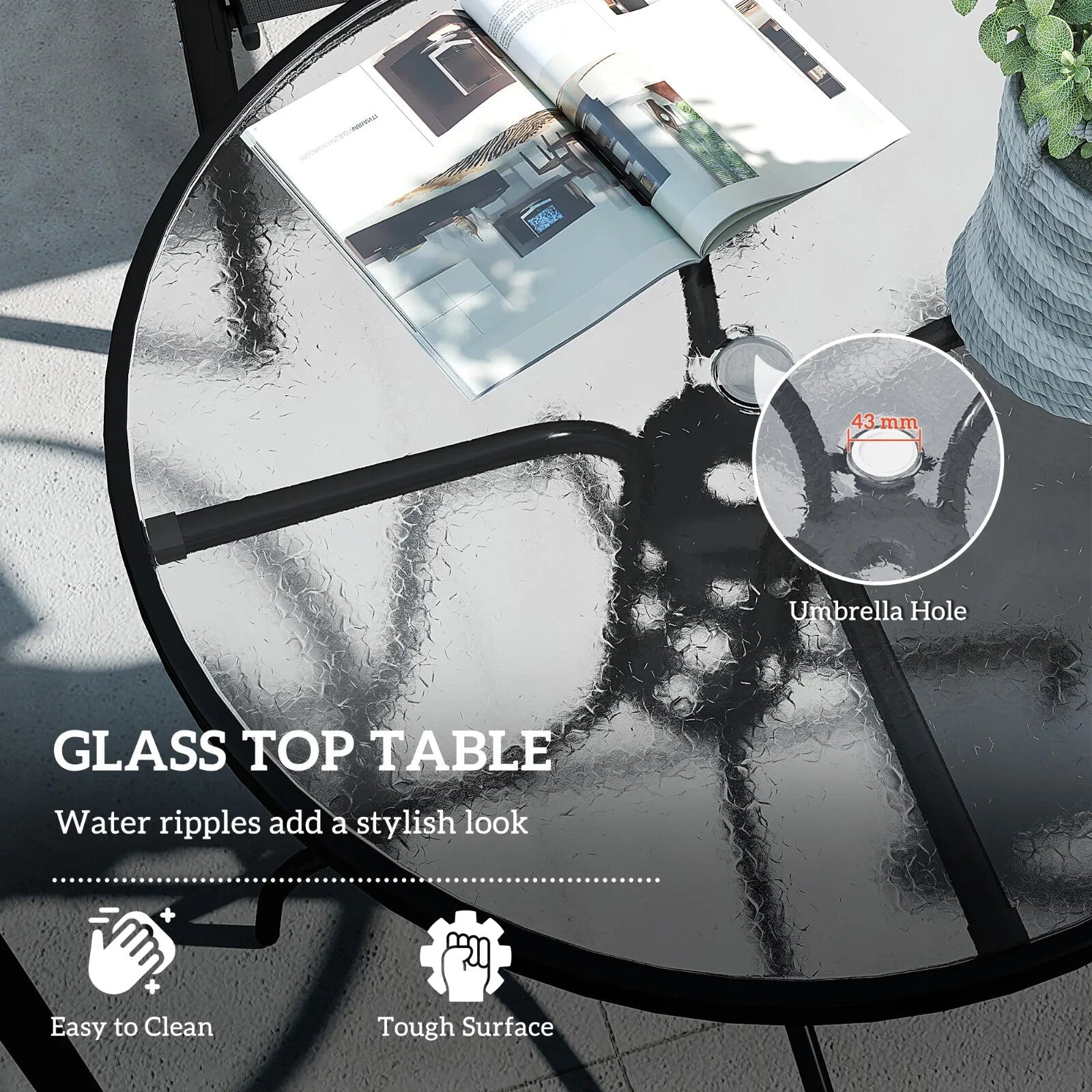 5 Pcs Garden Table and Chairs 4 Seat Furniture Set w/ High Back Stackable Chairs - Home and Garden Furniture Shop - rustic - furniture