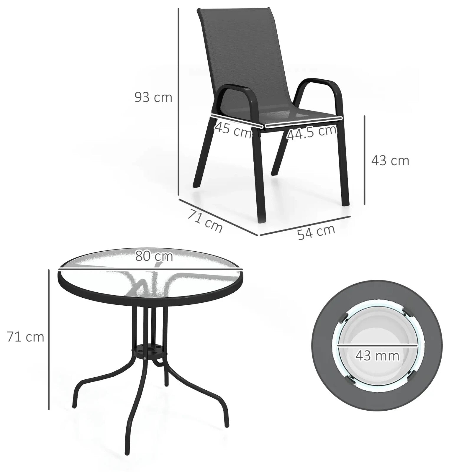5 Pcs Garden Table and Chairs 4 Seat Furniture Set w/ High Back Stackable Chairs - Home and Garden Furniture Shop - rustic - furniture