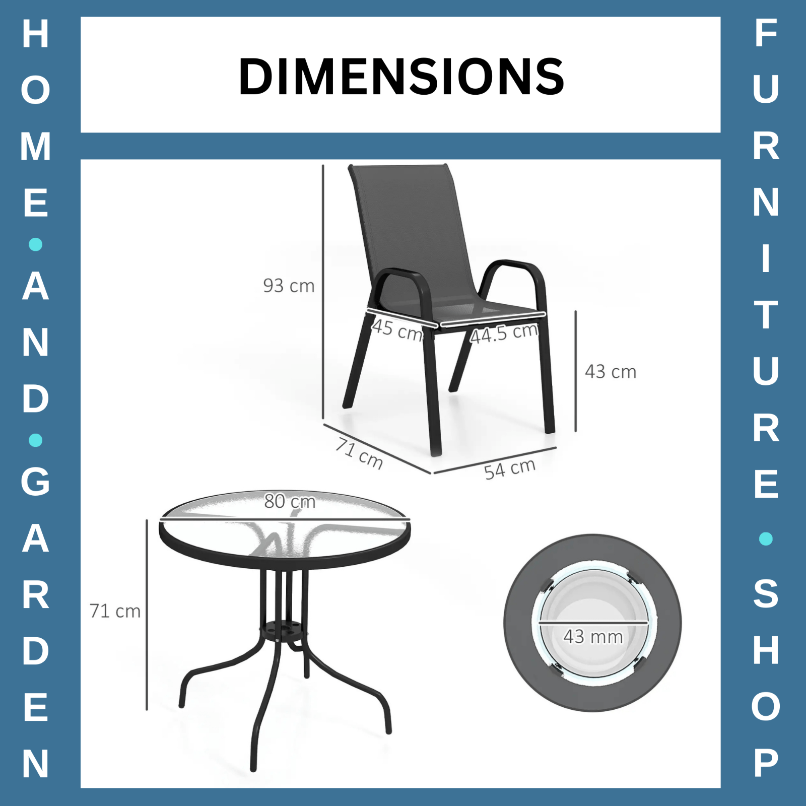5 Pcs Garden Table and Chairs 4 Seat Furniture Set w/ High Back Stackable Chairs - Home and Garden Furniture Shop - rustic - furniture