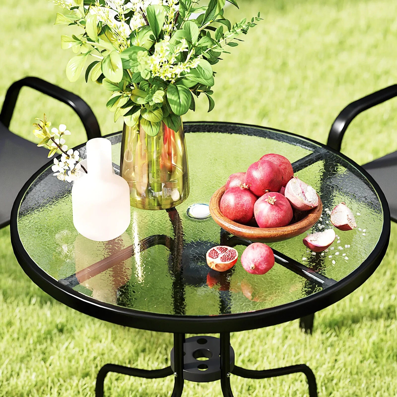 5 Pcs Garden Table and Chairs 4 Seat Furniture Set w/ High Back Stackable Chairs - Home and Garden Furniture Shop - rustic - furniture