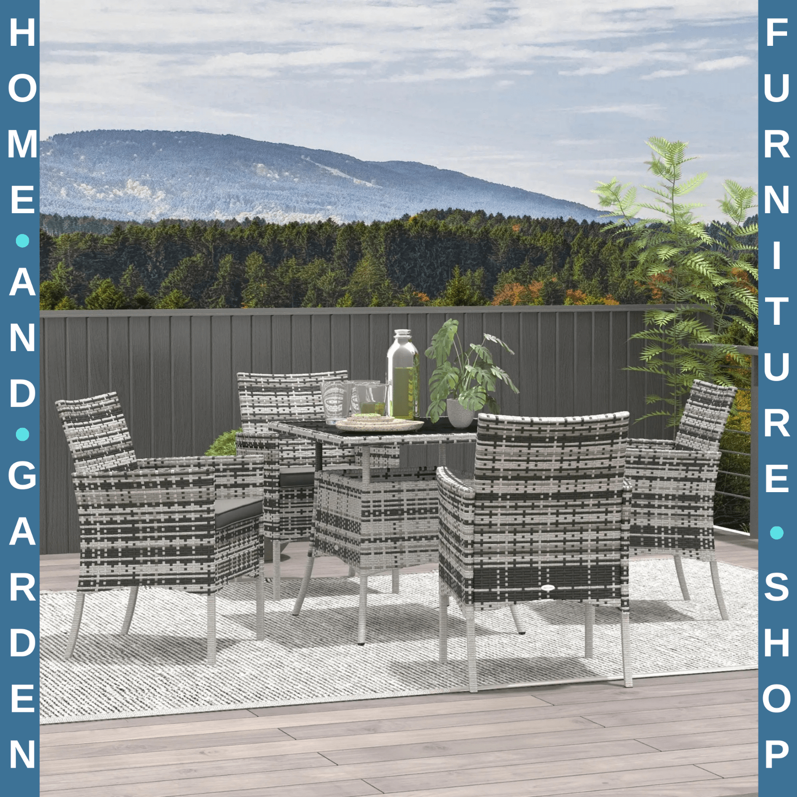 5 Pcs Outdoor Dining Set with Glass Table & 4 Chairs Patio Garden Furniture Set - Home and Garden Furniture Shop - rustic - furniture