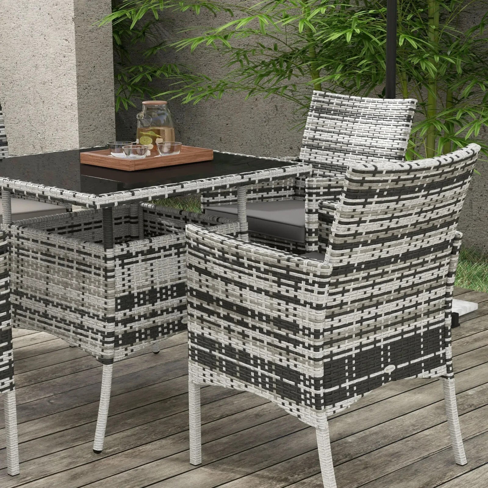 5 Pcs Outdoor Dining Set with Glass Table & 4 Chairs Patio Garden Furniture Set - Home and Garden Furniture Shop - rustic - furniture