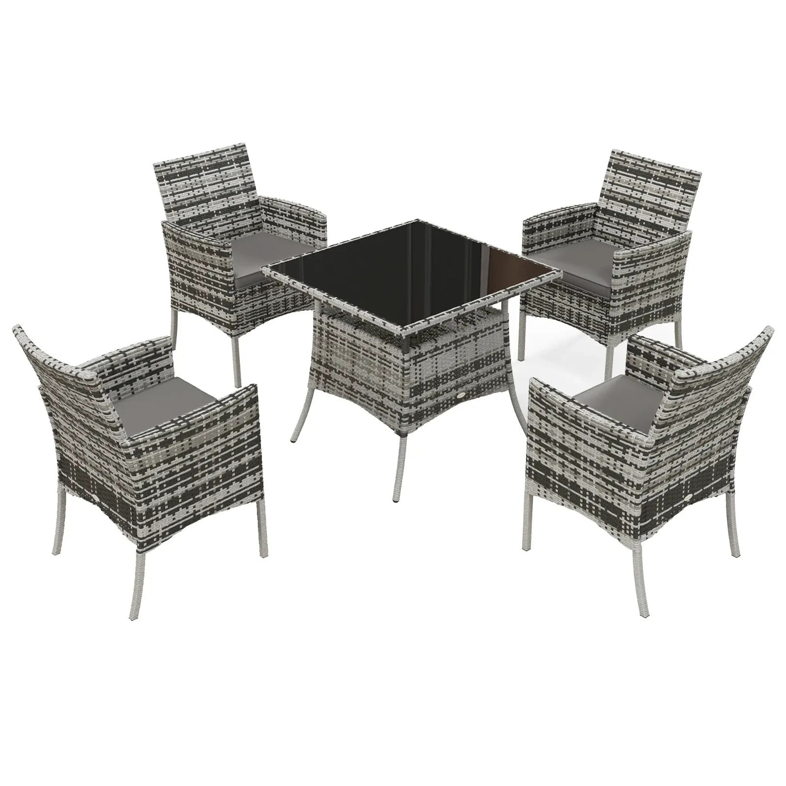 5 Pcs Outdoor Dining Set with Glass Table & 4 Chairs Patio Garden Furniture Set - Home and Garden Furniture Shop - rustic - furniture