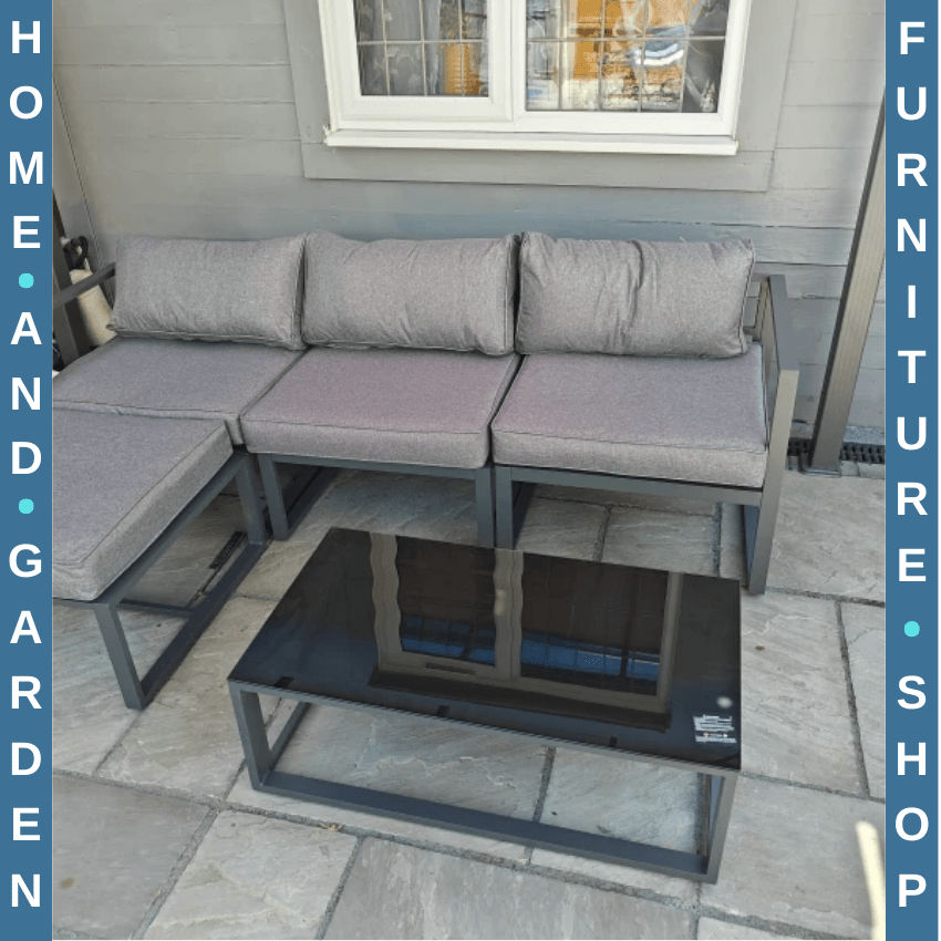 5 Pcs Outdoor Patio Furniture Set with Cushions, Glass End Table for Garden Use - Home and Garden Furniture Shop - rustic - furniture