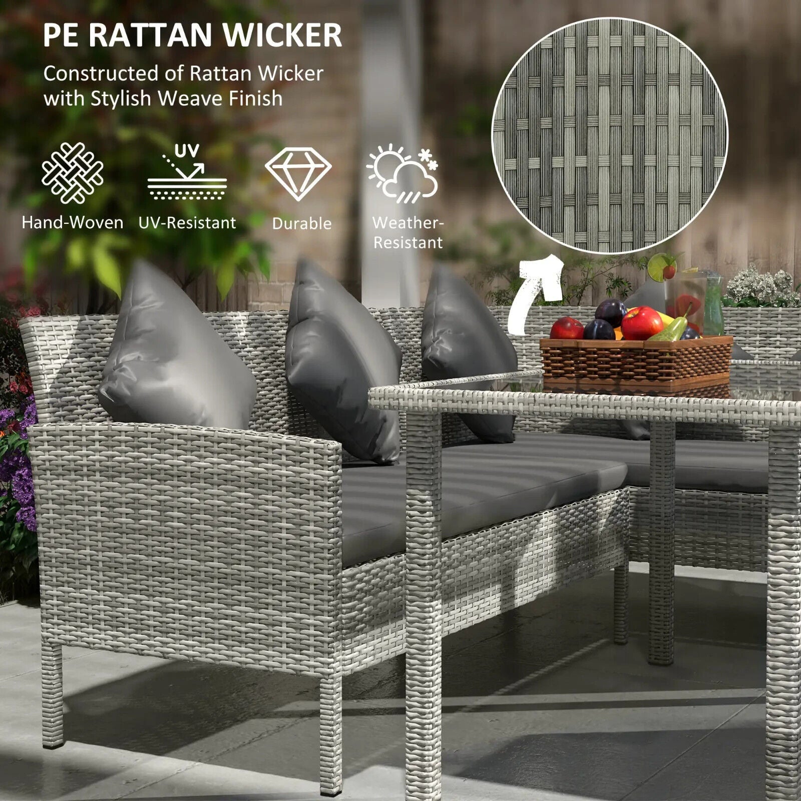 5 Pcs Rattan Garden Furniture Set 6 Seater Corner Sofa Wicker Outdoor Dining Set - Home and Garden Furniture Shop - #rustic - furniture#