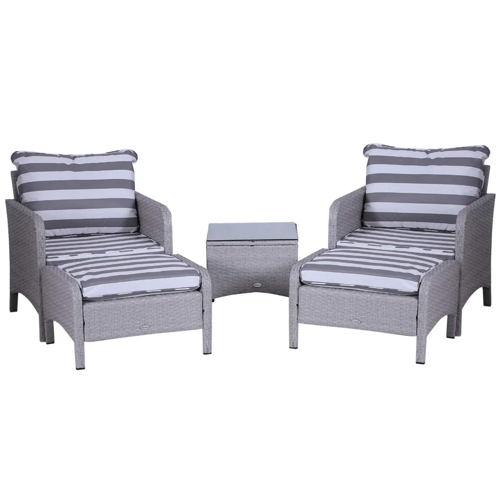 5 Pcs Rattan Garden Furniture Set Outdoor Sofa Chair Table Set Light Grey Patio - Home and Garden Furniture Shop - rustic - furniture