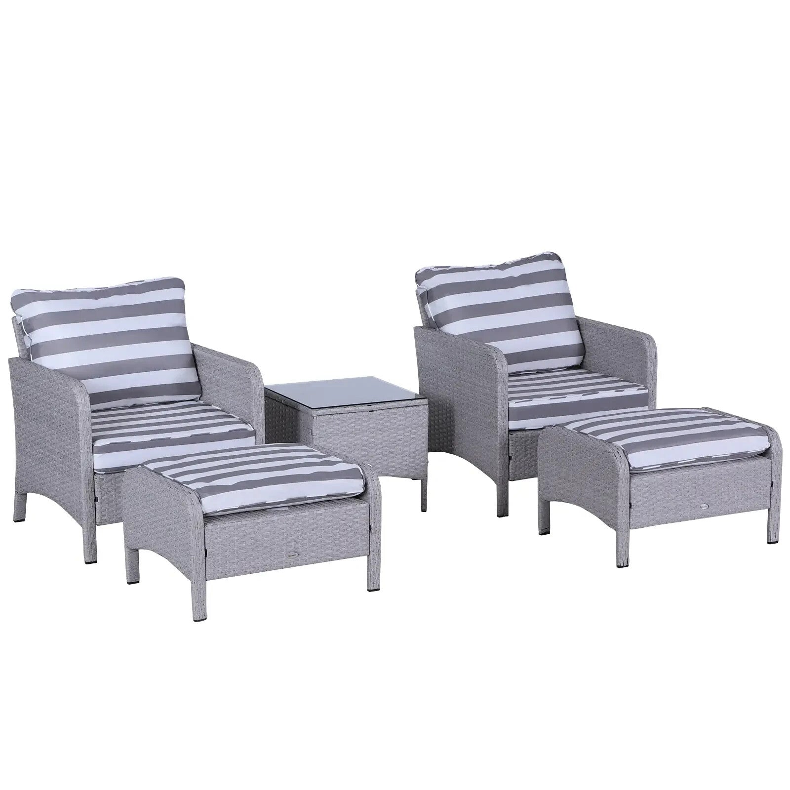 5 Pcs Rattan Garden Furniture Set Outdoor Sofa Chair Table Set Light Grey Patio - Home and Garden Furniture Shop - rustic - furniture