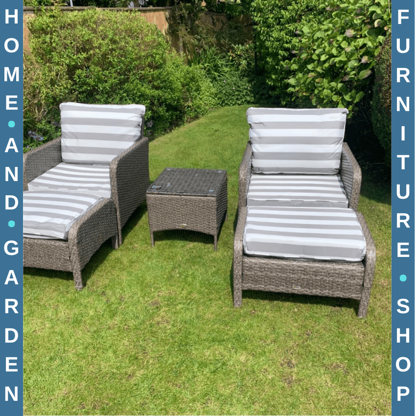 5 Pcs Rattan Garden Furniture Set Outdoor Sofa Chair Table Set Light Grey Patio - Home and Garden Furniture Shop - rustic - furniture