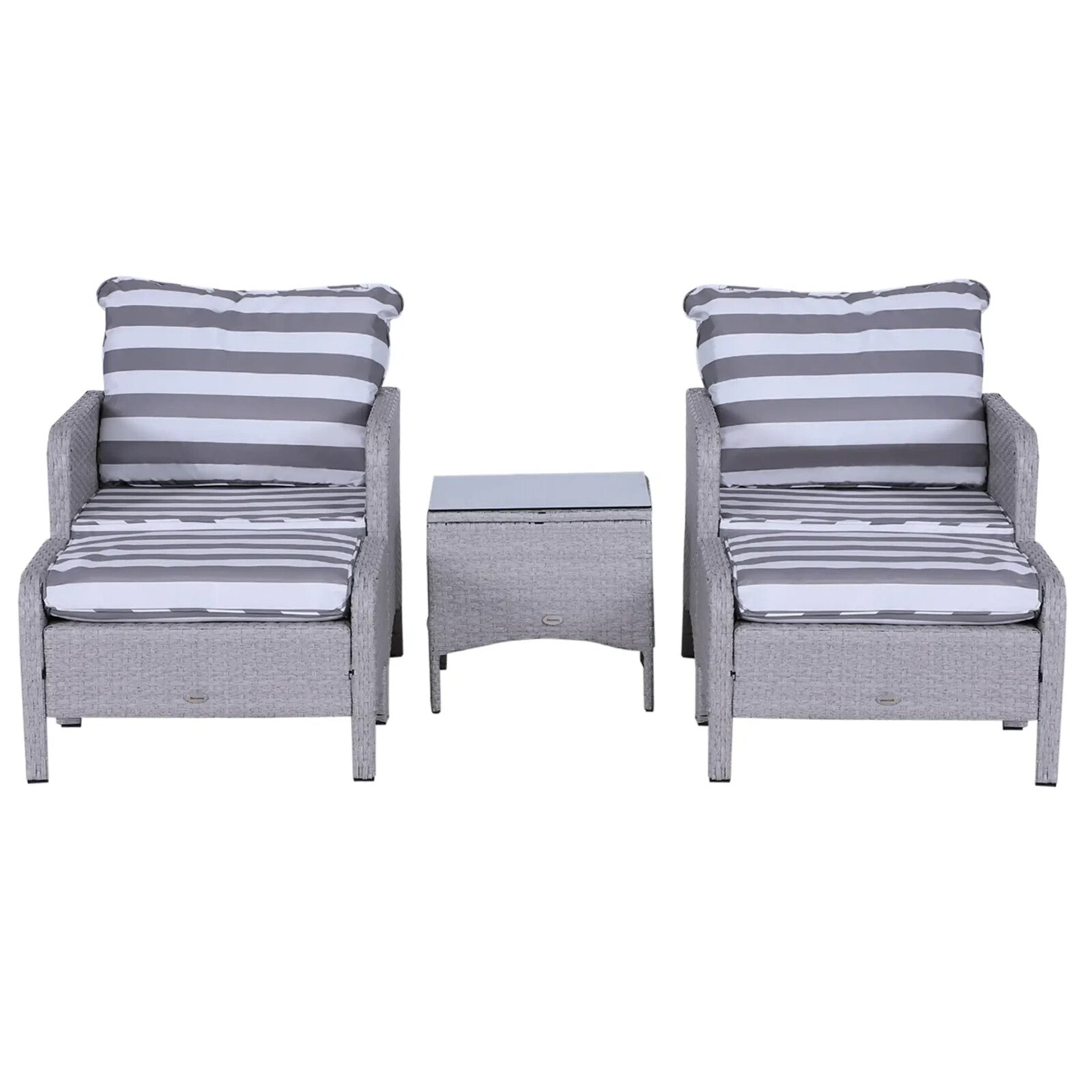 5 Pcs Rattan Garden Furniture Set Outdoor Sofa Chair Table Set Light Grey Patio - Home and Garden Furniture Shop - rustic - furniture