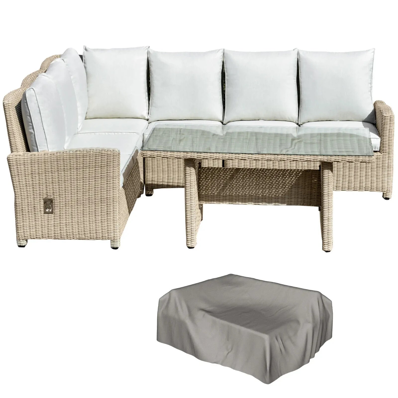 5 Pcs Rattan Garden Sofa Set with L Shape Lounge Seating & Coffee Table Outdoor - Home and Garden Furniture Shop - rustic - furniture