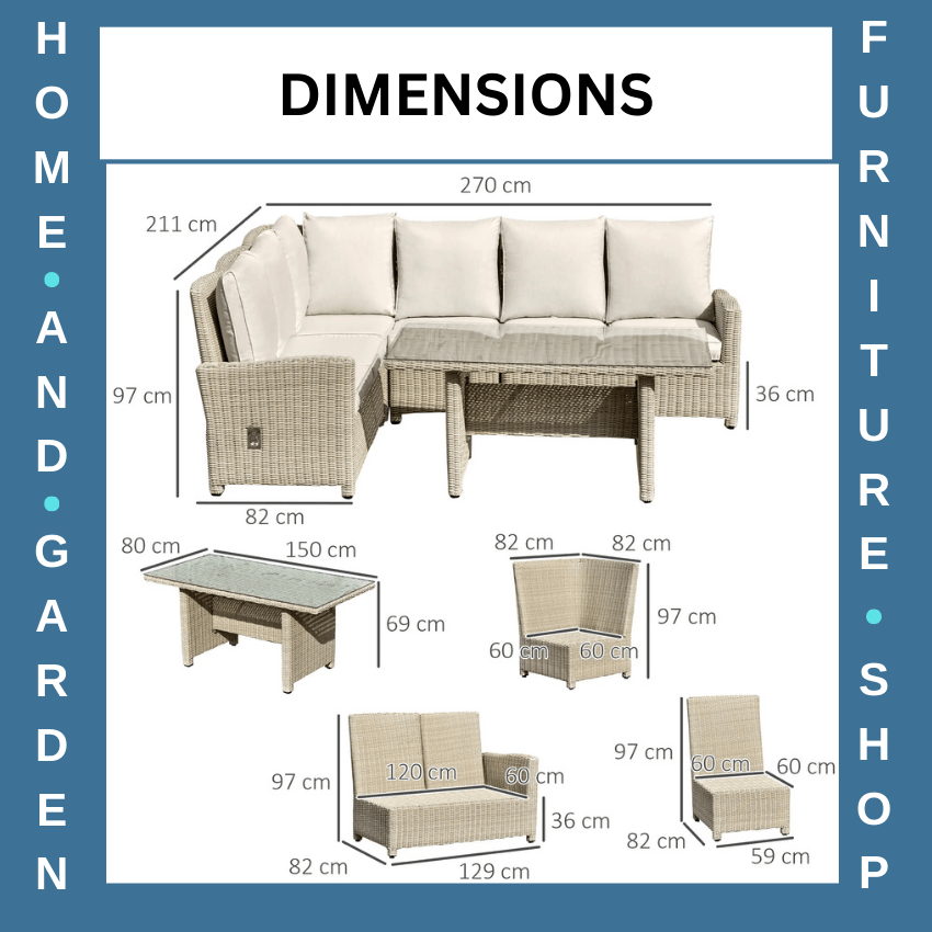 5 Pcs Rattan Garden Sofa Set with L Shape Lounge Seating & Coffee Table Outdoor - Home and Garden Furniture Shop - rustic - furniture