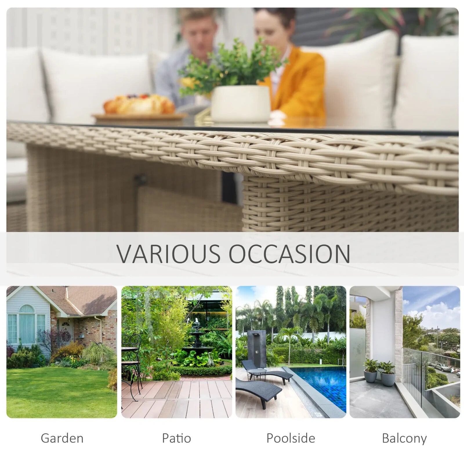 5 Pcs Rattan Garden Sofa Set with L Shape Lounge Seating & Coffee Table Outdoor - Home and Garden Furniture Shop - rustic - furniture