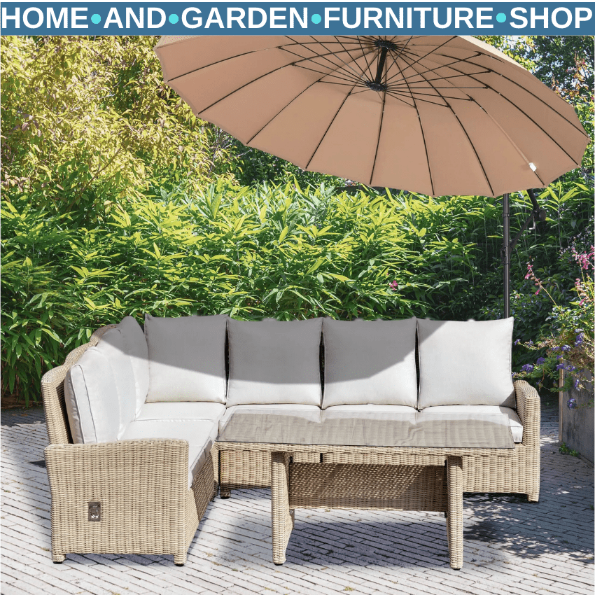 5 Pcs Rattan Garden Sofa Set with L Shape Lounge Seating & Coffee Table Outdoor - Home and Garden Furniture Shop - rustic - furniture