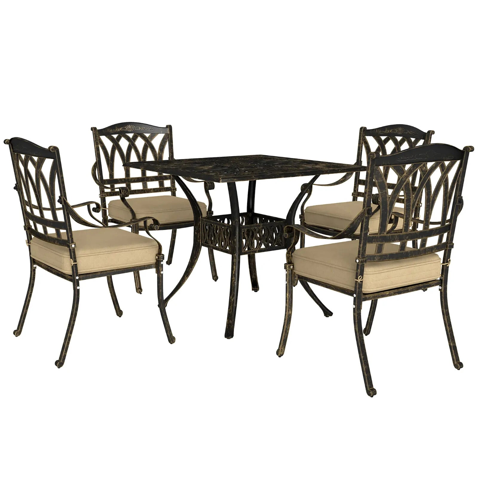 5 Piece Cast Aluminium Garden Dining Set Outdoor Table and Chairs for Patio - Home and Garden Furniture Shop - rustic - furniture