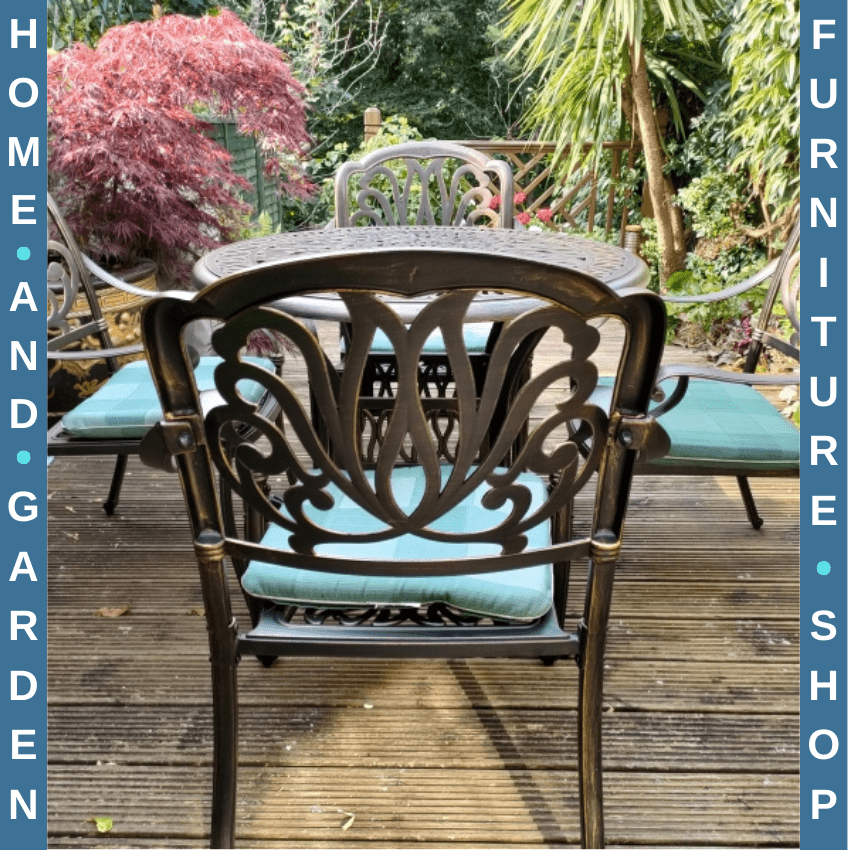 5 Piece Cast Aluminium Garden Dining with 4 Chairs and Table with Umbrella Hole - Home and Garden Furniture Shop - rustic - furniture