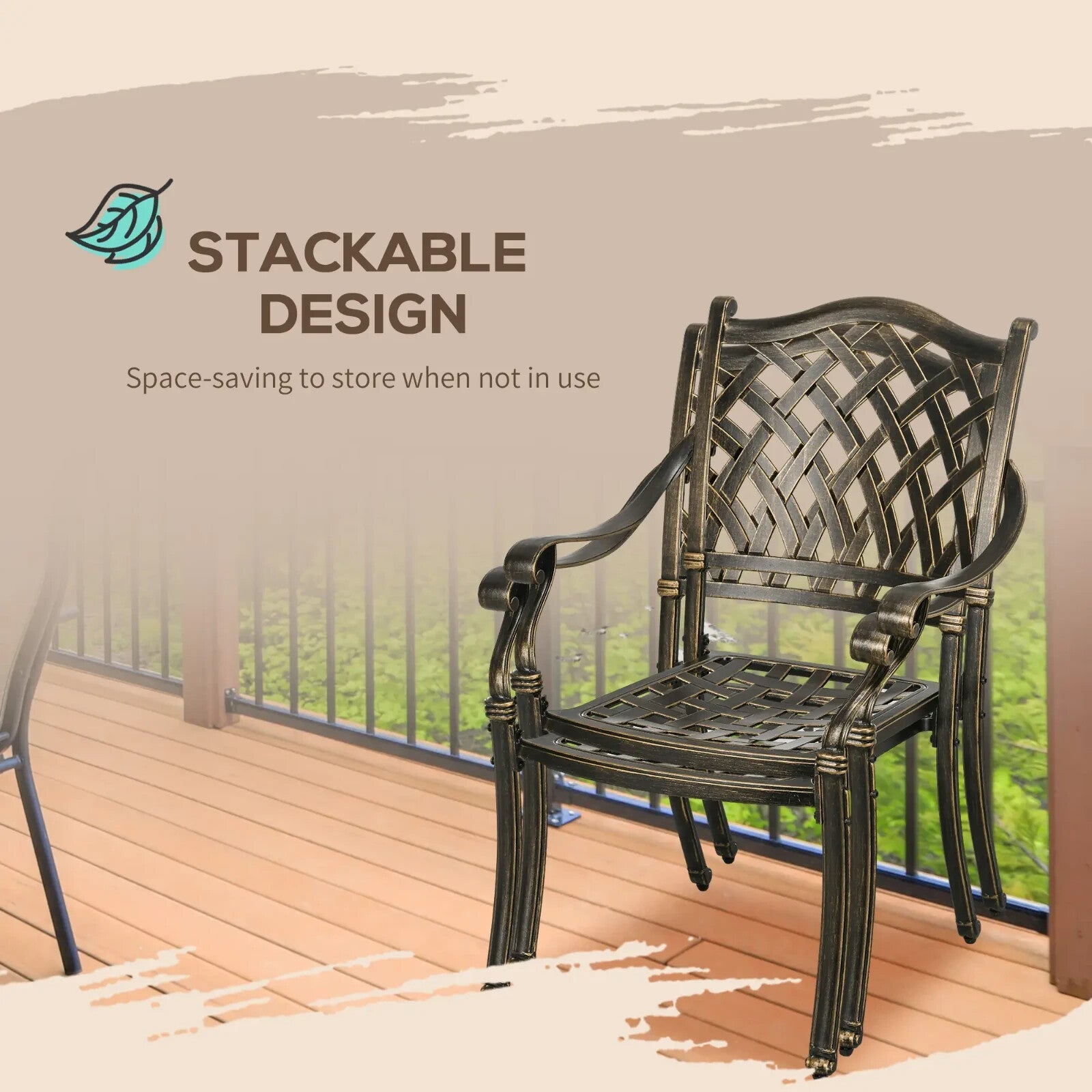 5 Piece Cast Aluminium Garden Dining with 4 Chairs and Table with Umbrella Hole - Home and Garden Furniture Shop - rustic - furniture