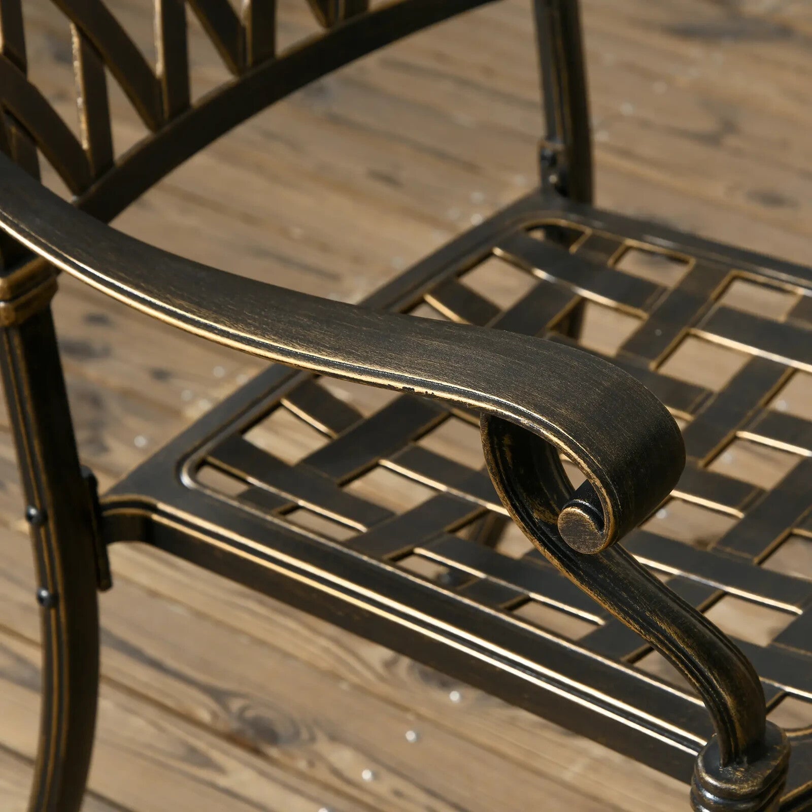 5 Piece Cast Aluminium Garden Dining with 4 Chairs and Table with Umbrella Hole - Home and Garden Furniture Shop - rustic - furniture