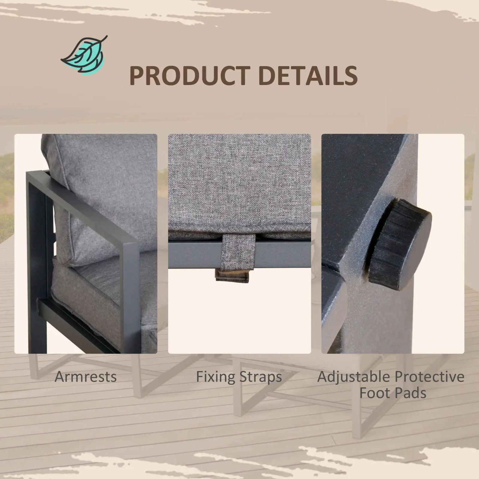 5 Piece Garden Conversation Set Sun Lounger 2 Footstools End Table with Cushions - Home and Garden Furniture Shop - rustic - furniture