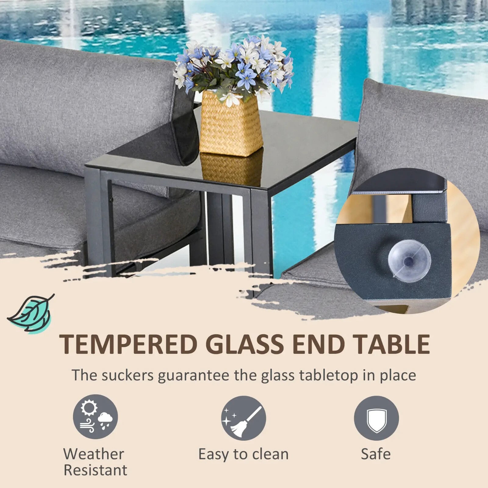 5 Piece Garden Conversation Set Sun Lounger 2 Footstools End Table with Cushions - Home and Garden Furniture Shop - rustic - furniture