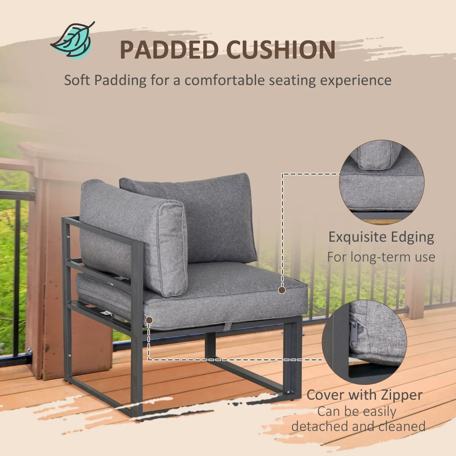 5 Piece Garden Conversation Set Sun Lounger 2 Footstools End Table with Cushions - Home and Garden Furniture Shop - rustic - furniture