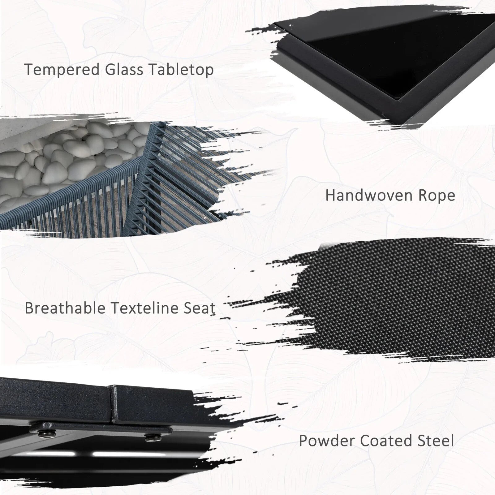 5 Piece Garden Dining Set w/ Foldable Chairs Patio Table 4 Seater Furniture Grey - Home and Garden Furniture Shop - rustic - furniture