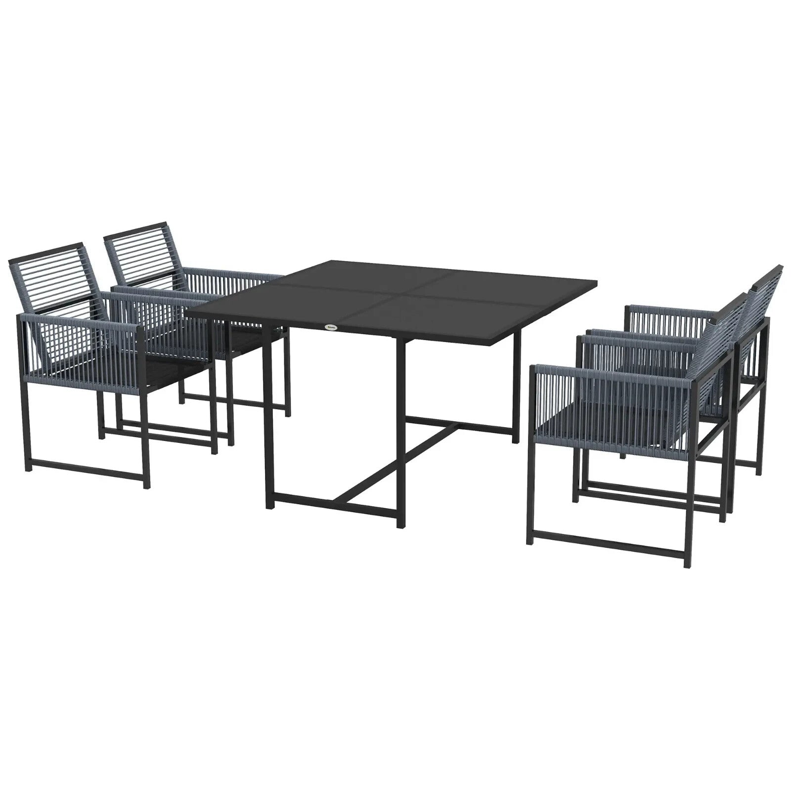5 Piece Garden Dining Set w/ Foldable Chairs Patio Table 4 Seater Furniture Grey - Home and Garden Furniture Shop - rustic - furniture