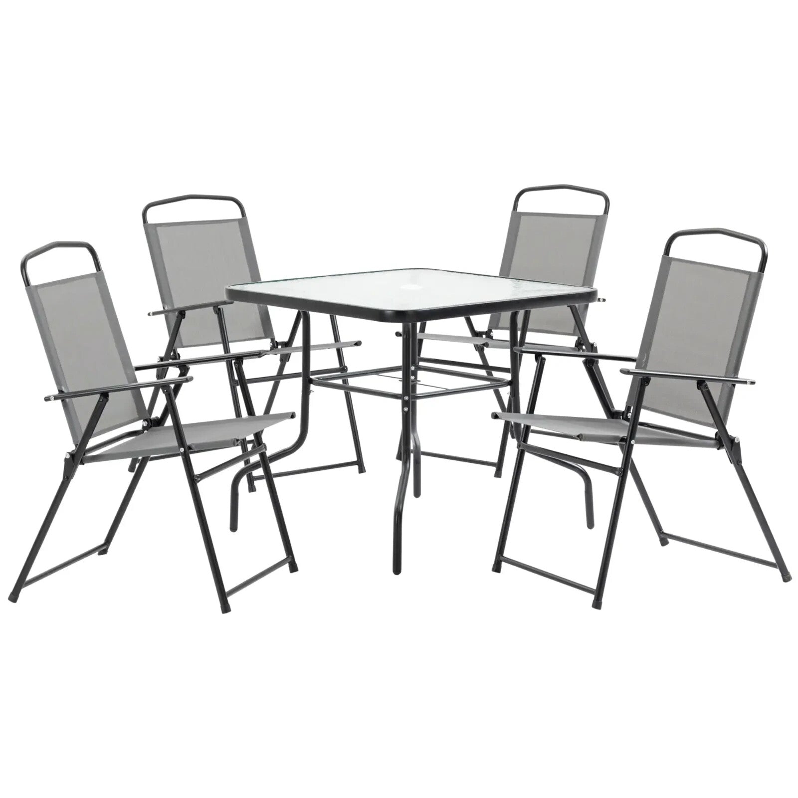 5 Piece Garden Dining Set with Glass Table and 4 Folding Chairs for Outdoor Use - Home and Garden Furniture Shop - rustic - furniture