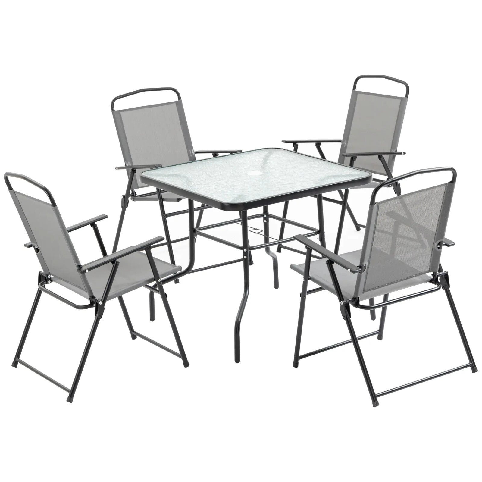 5 Piece Garden Dining Set with Glass Table and 4 Folding Chairs for Outdoor Use - Home and Garden Furniture Shop - rustic - furniture