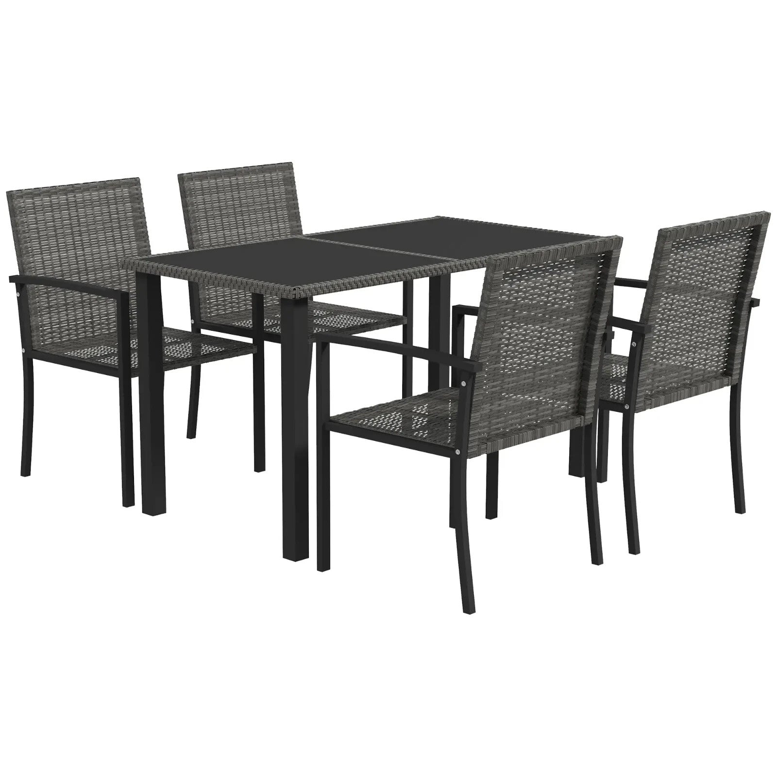 5 Piece Outdoor Dining Set w/ Glass Table & 4 Chairs Patio Garden Furniture Set - Home and Garden Furniture Shop - rustic - furniture