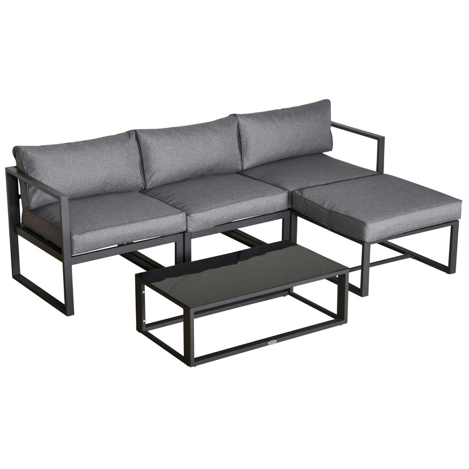 5 Piece Outdoor Patio Furniture Set with Glass End Table and Padded Cushions - Home and Garden Furniture Shop - rustic - furniture