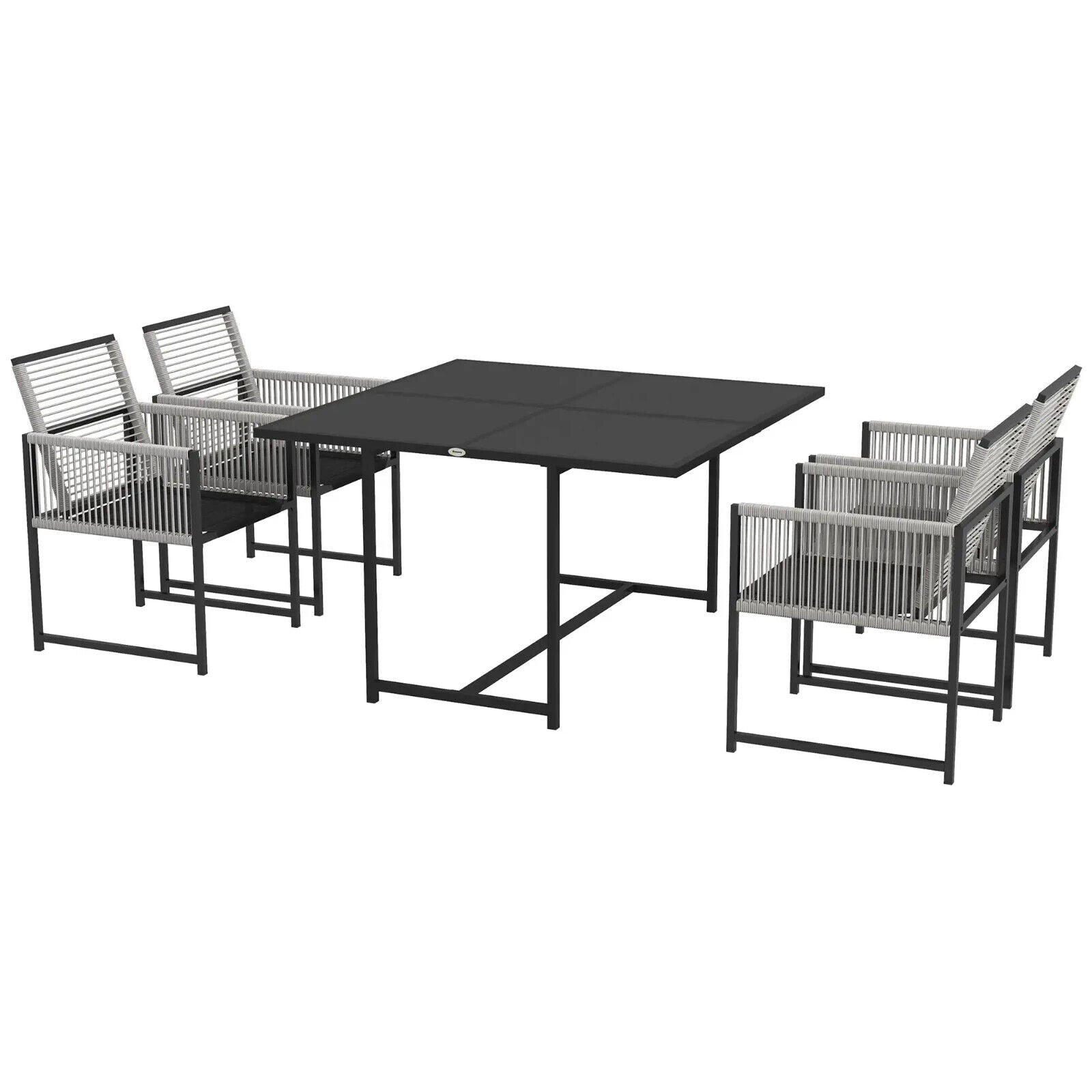 5 - Piece Patio Dining Set with Foldable Backrests Outdoor Furniture Light Grey - Home and Garden Furniture Shop - #rustic - furniture#