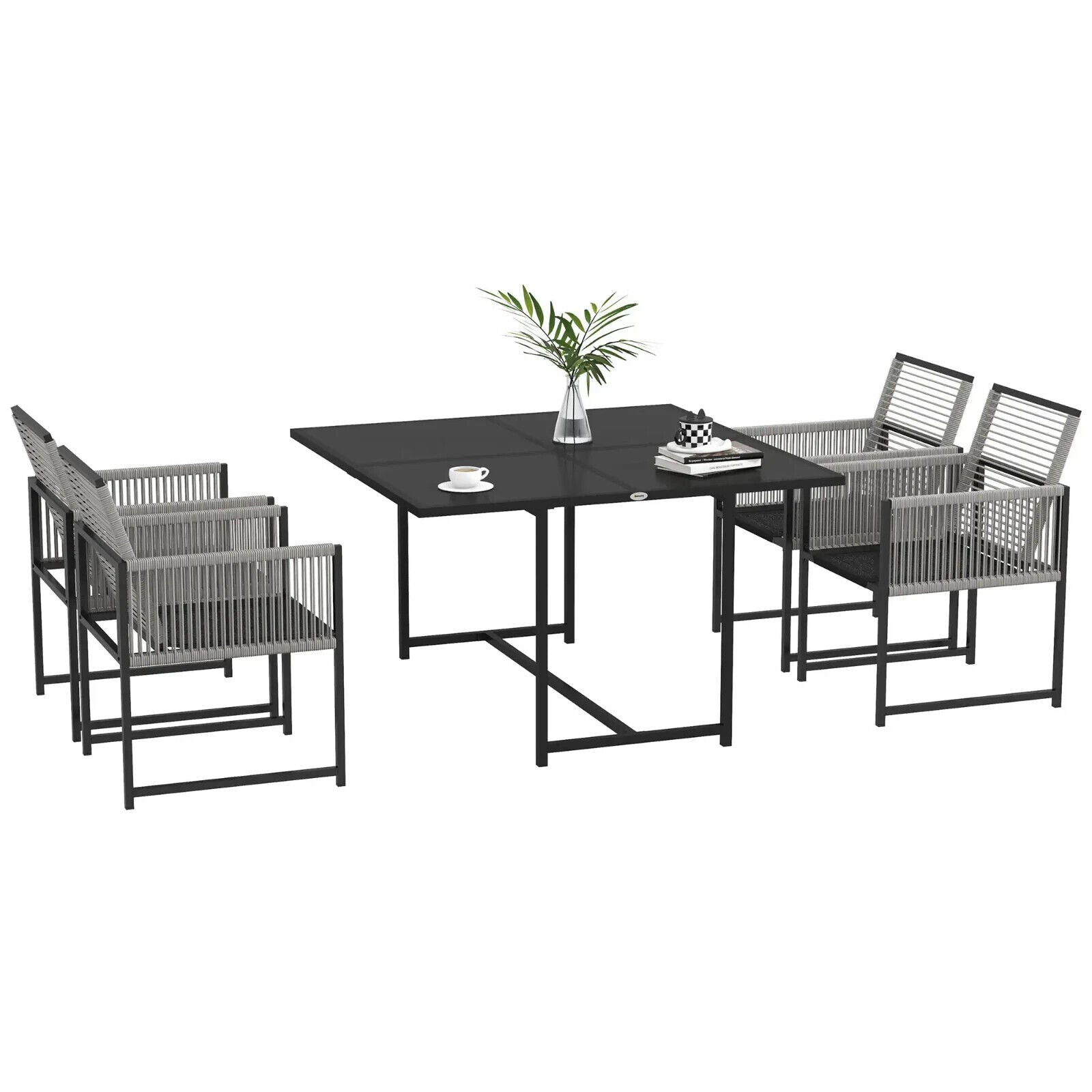 5 - Piece Patio Dining Set with Foldable Backrests Outdoor Furniture Light Grey - Home and Garden Furniture Shop - #rustic - furniture#