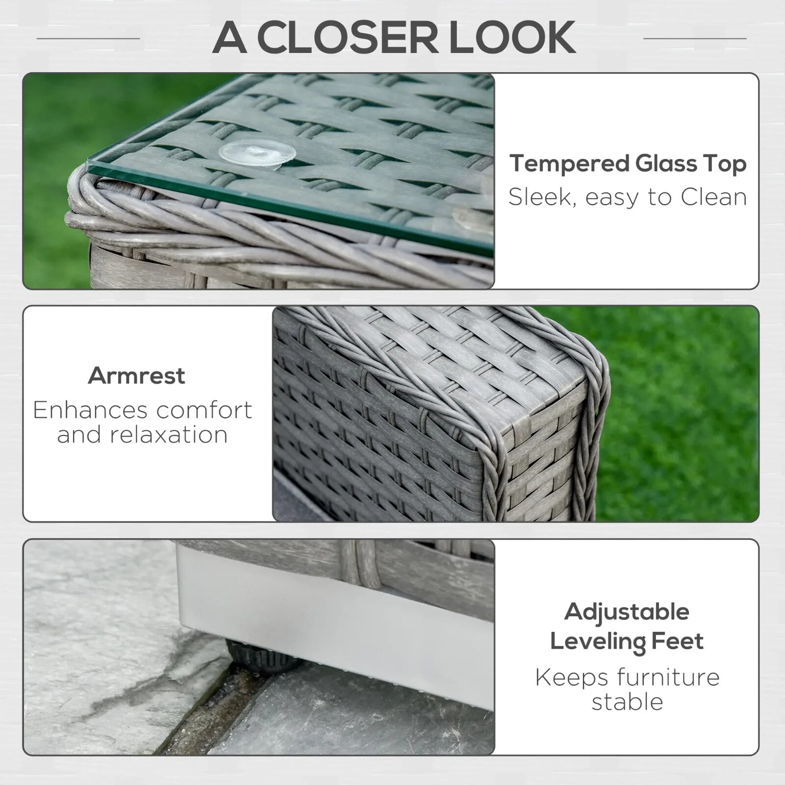 5 Piece PE Rattan Corner Sofa Set with Cushion for Garden Outdoor Furniture Grey - Home and Garden Furniture Shop - rustic - furniture