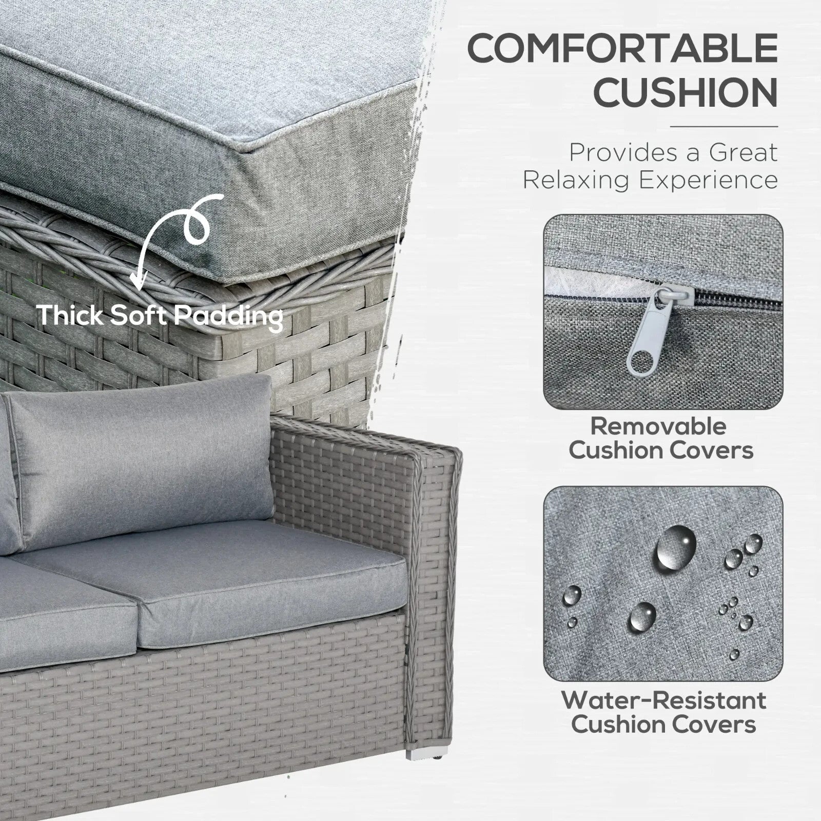 5 Piece PE Rattan Corner Sofa Set with Cushion for Garden Outdoor Furniture Grey - Home and Garden Furniture Shop - rustic - furniture