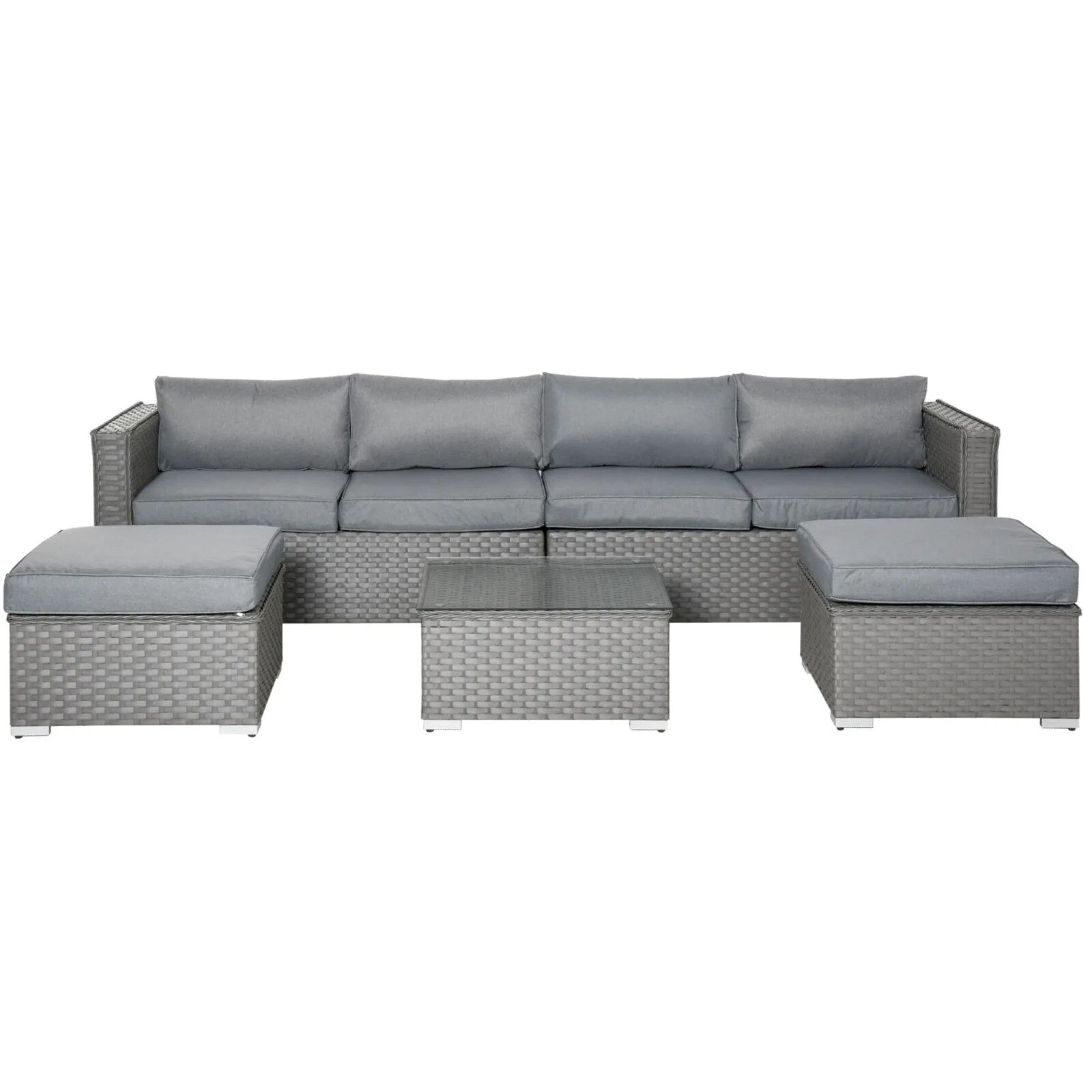 5 Piece PE Rattan Corner Sofa Set with Cushion for Garden Outdoor Furniture Grey - Home and Garden Furniture Shop - rustic - furniture