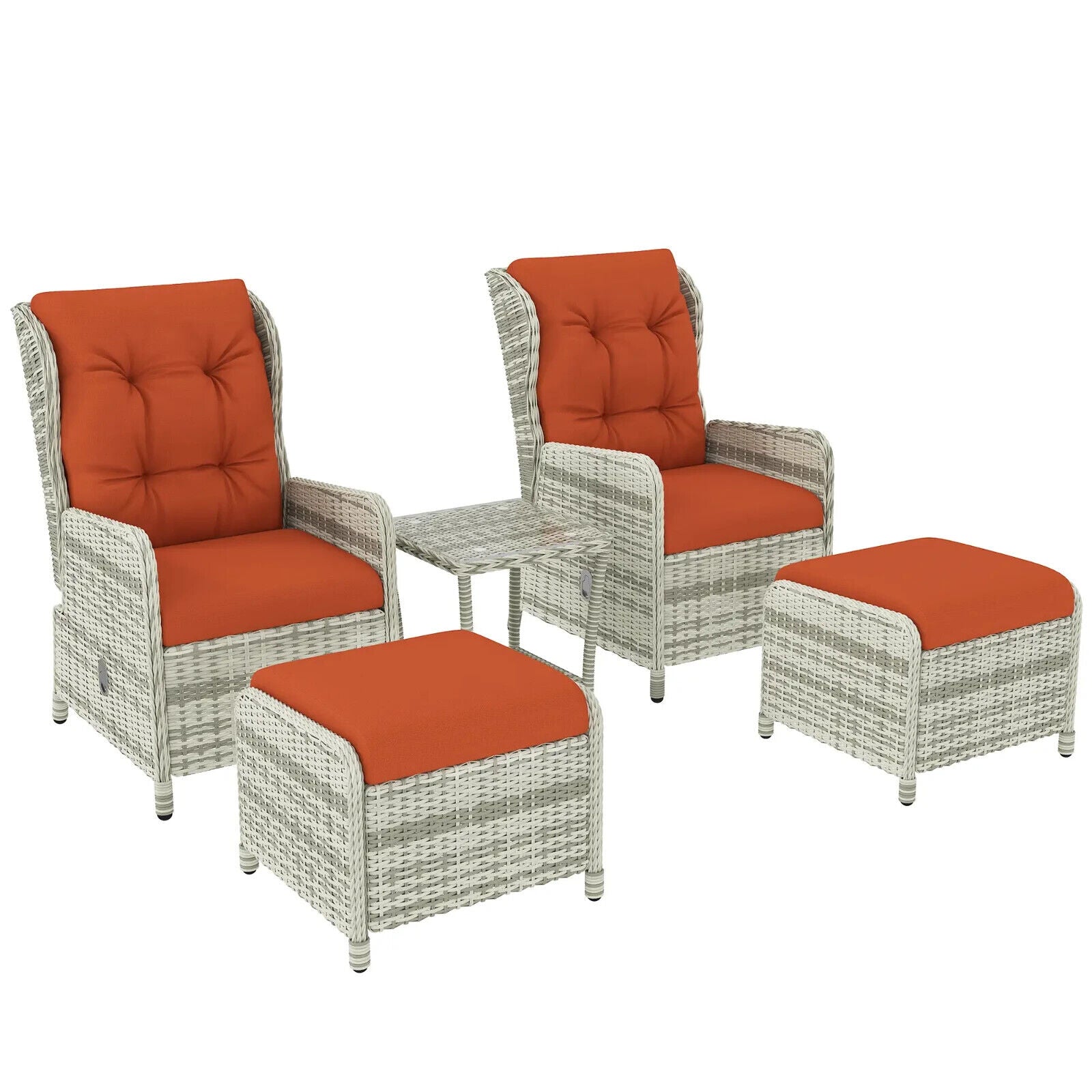 5 - Piece Rattan Bistro Set Balcony Furniture with Chairs & Glass Top Table Orange - Home and Garden Furniture Shop - #rustic - furniture#