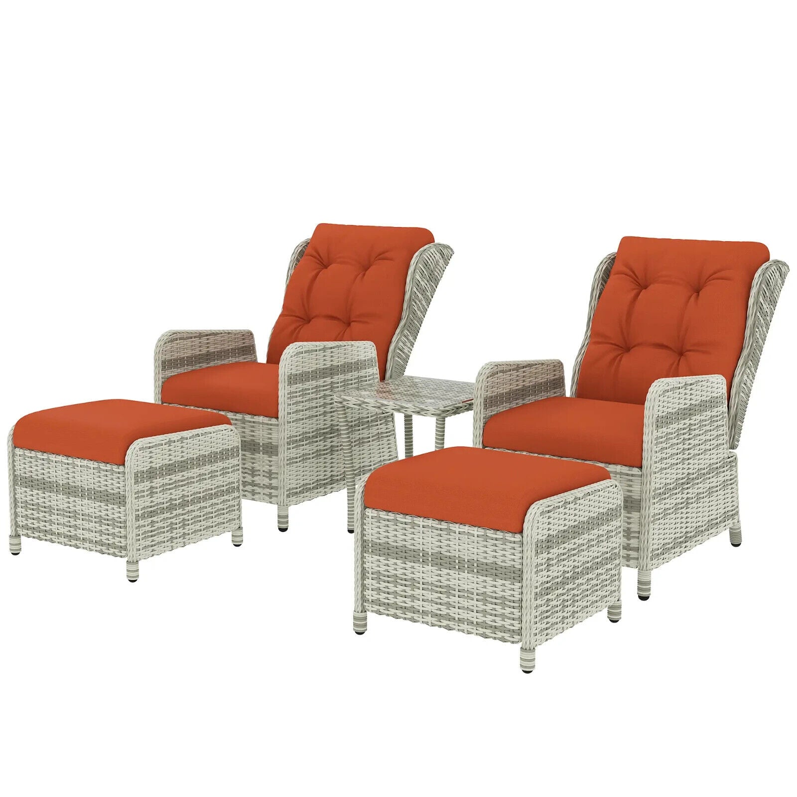 5 - Piece Rattan Bistro Set Balcony Furniture with Chairs & Glass Top Table Orange - Home and Garden Furniture Shop - #rustic - furniture#