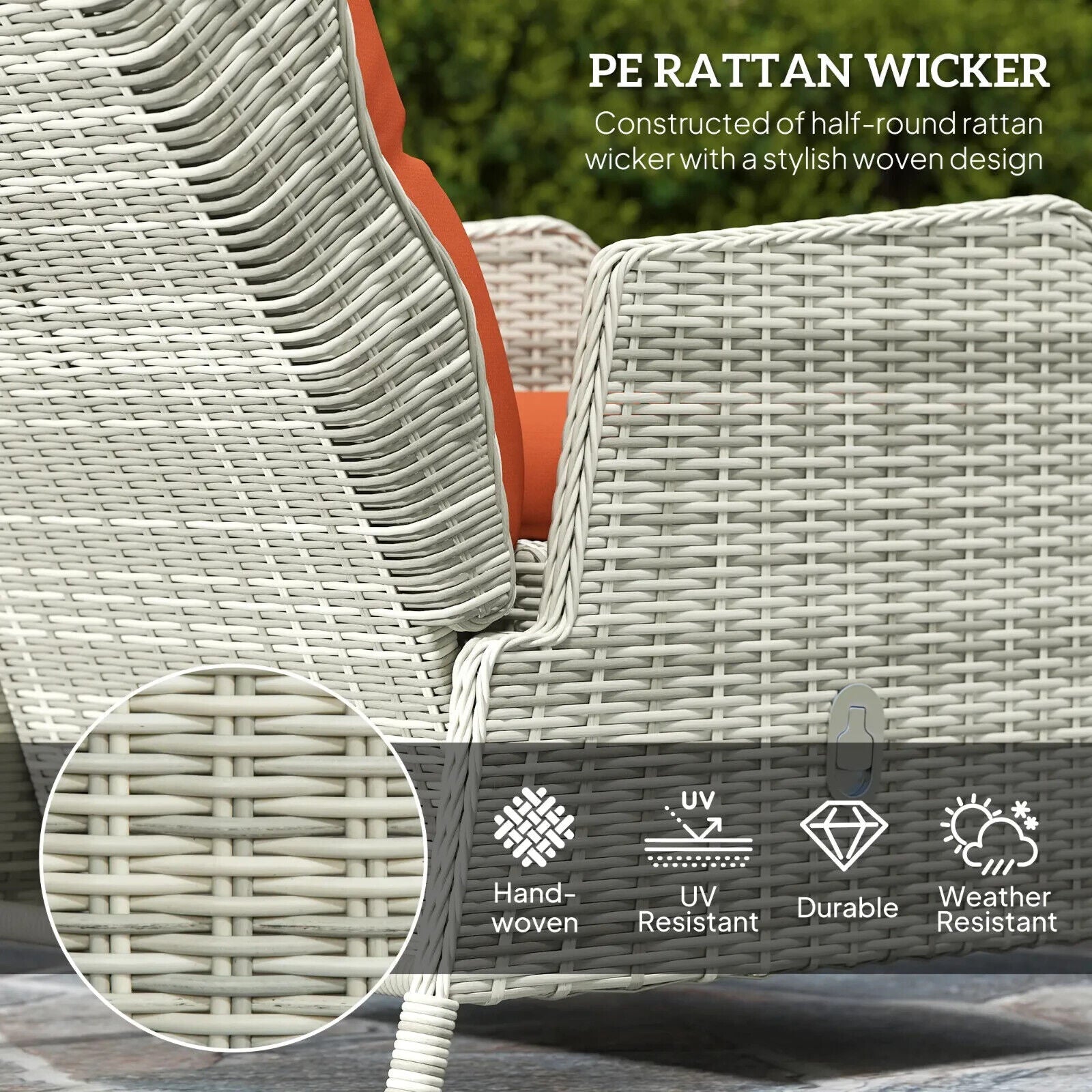 5 - Piece Rattan Bistro Set Balcony Furniture with Chairs & Glass Top Table Orange - Home and Garden Furniture Shop - #rustic - furniture#