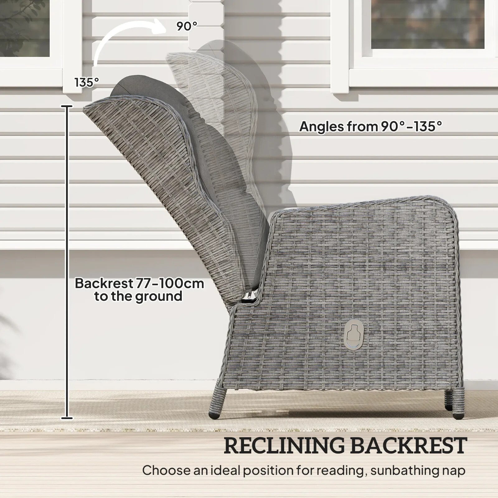 5 Piece Rattan Bistro Set with Adjustable Reclining Chairs Cushions and Table - Home and Garden Furniture Shop - rustic - furniture