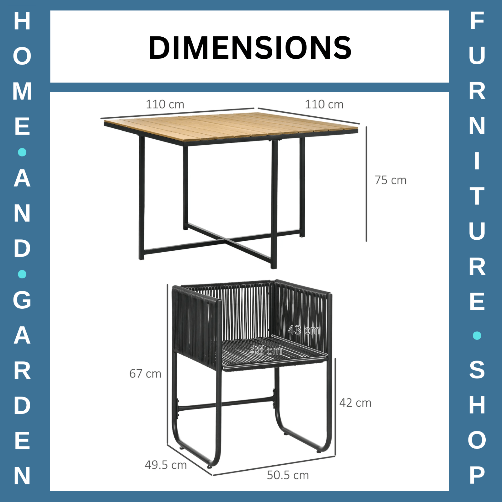 5 - Piece Rattan Cube Dining Set – Garden Wicker Table & Chairs with Wood Look Top - Home and Garden Furniture Shop - rustic - furniture