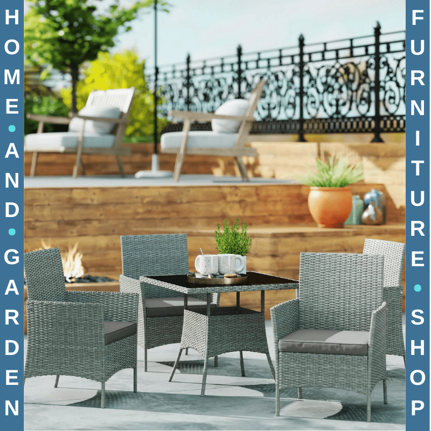 5 Piece Rattan Dining Set Outdoor Garden Furniture Patio Table and Chairs - Home and Garden Furniture Shop - #rustic - furniture#