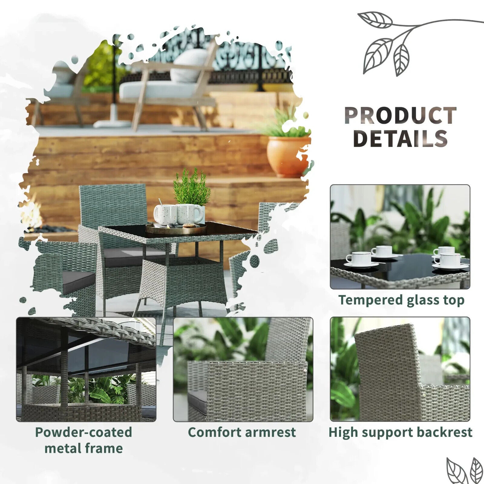 5 Piece Rattan Dining Set Outdoor Garden Furniture Patio Table and Chairs - Home and Garden Furniture Shop - #rustic - furniture#