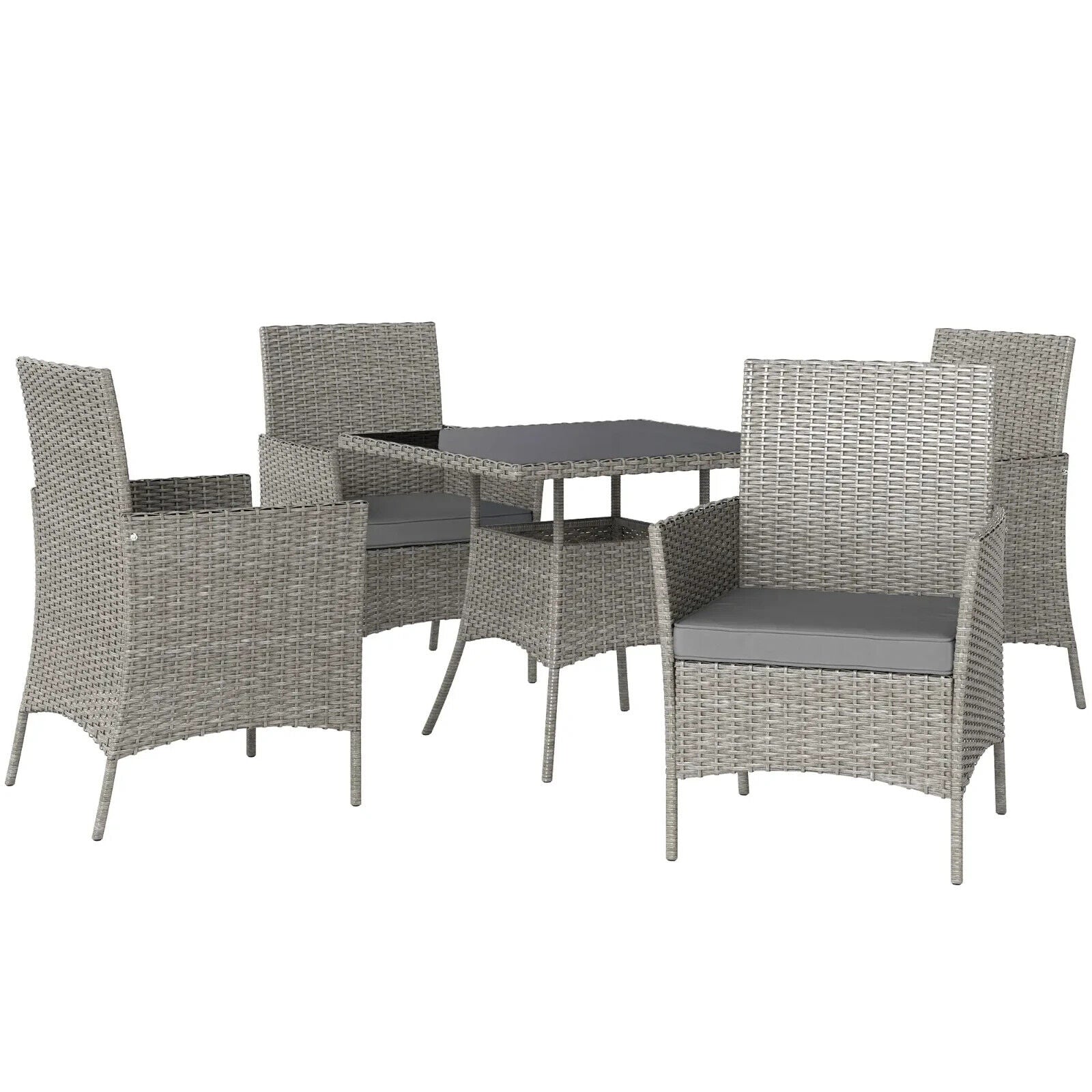 5 Piece Rattan Dining Set Outdoor Garden Furniture Patio Table and Chairs - Home and Garden Furniture Shop - #rustic - furniture#